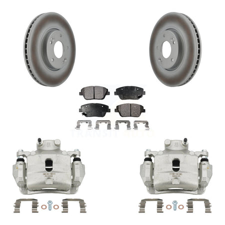 Front Disc Brake Caliper Coat Rotor & Semi-Metallic Pad Kit For 2014 Hyundai Sonata 2.0L KCG-100721P