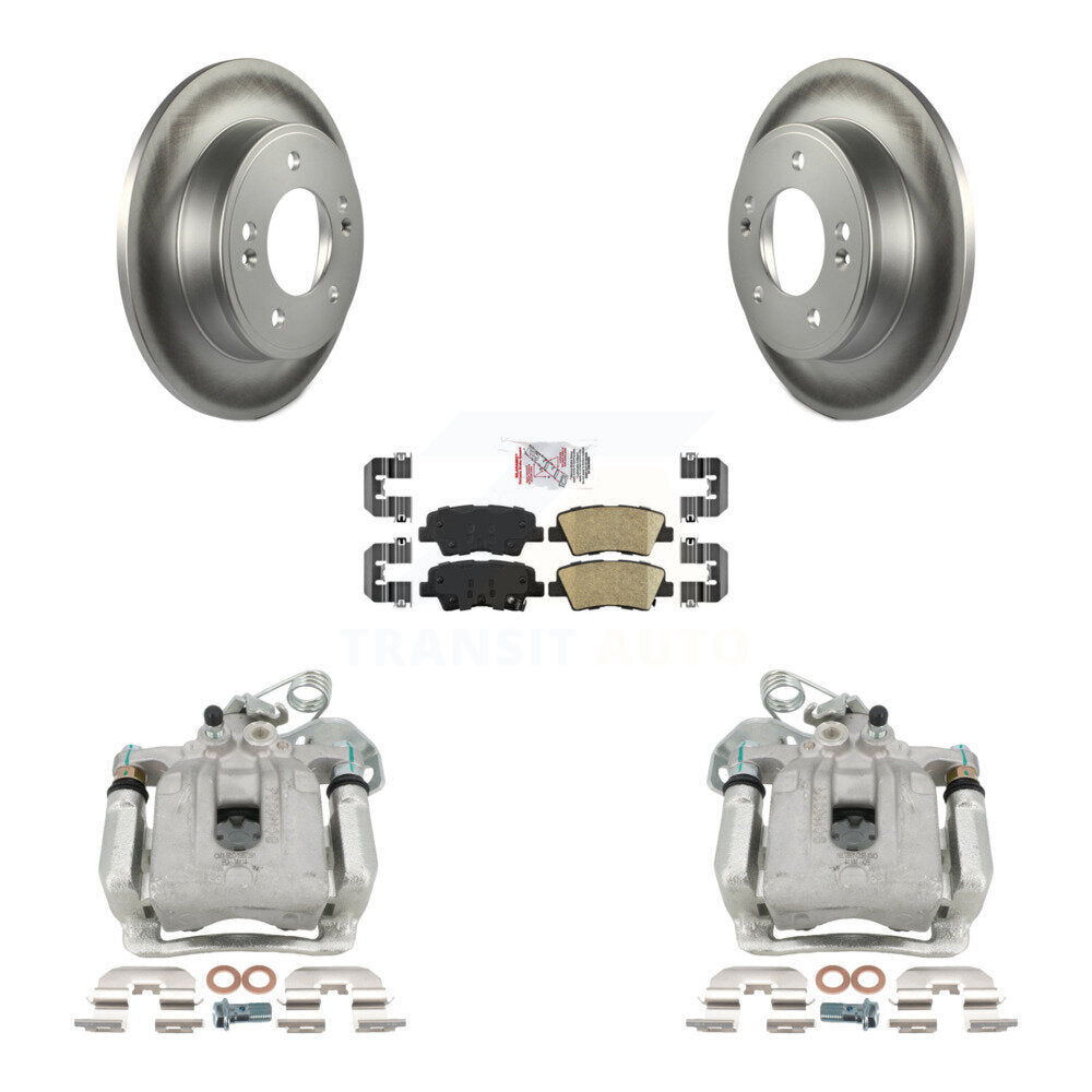 Rear Disc Brake Caliper Coat Rotors & Ceramic Pad Kit For 2017-2020 Hyundai Elantra 2.0L KCG-100722N