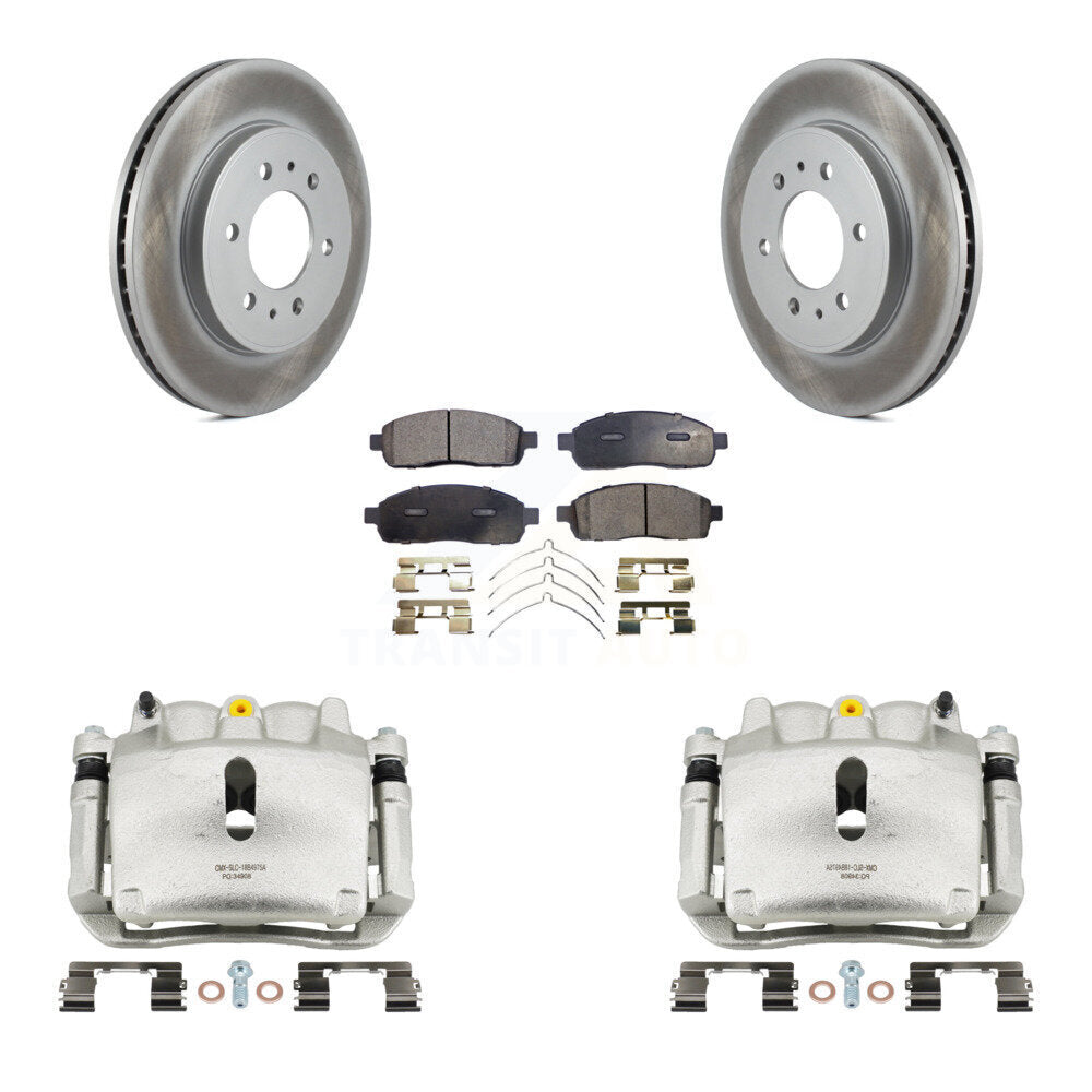 Front Brake Caliper Coat Rotor Semi-Metallic Pad Kit For 09 Ford F-150 With 6 Lug Wheels KCG-100722P