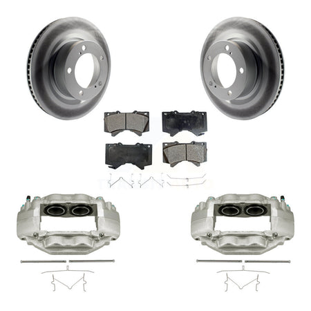 Front Disc Brake Caliper Coated Rotors And Ceramic Pads Kit For Toyota Tundra Sequoia KCG-100724T