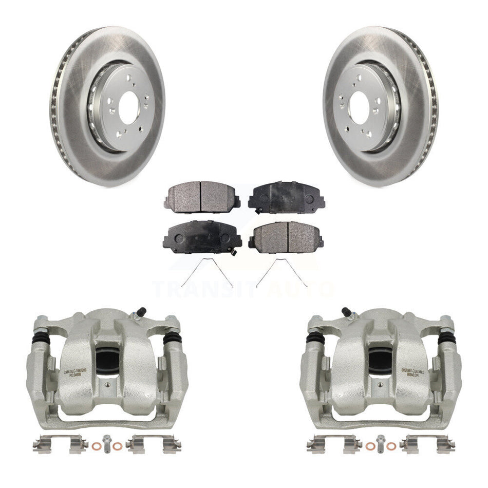 Front Disc Brake Caliper Coated Rotors And Semi-Metallic Pad Kit For 2016-2018 Acura RDX KCG-100725P