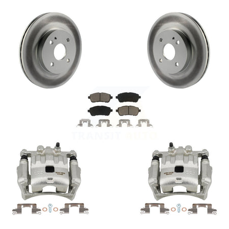Front Disc Brake Caliper Coated Rotors And Ceramic Pads Kit For 2011-2014 Mazda 2 KCG-100726C