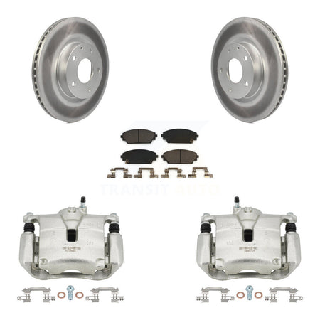 Front Disc Brake Caliper Coated Rotors And Ceramic Pads Kit For 2016-2018 Mazda CX-3 AWD KCG-100726T