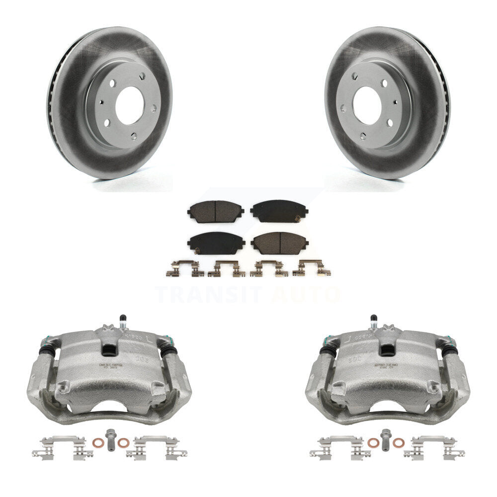 Front Disc Brake Caliper Coated Rotors And Ceramic Pads Kit For 2016-2018 Mazda CX-3 FWD KCG-100727T