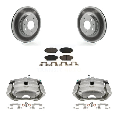 Front Disc Brake Caliper Coated Rotors And Ceramic Pads Kit For 2016-2018 Mazda CX-3 FWD KCG-100727T