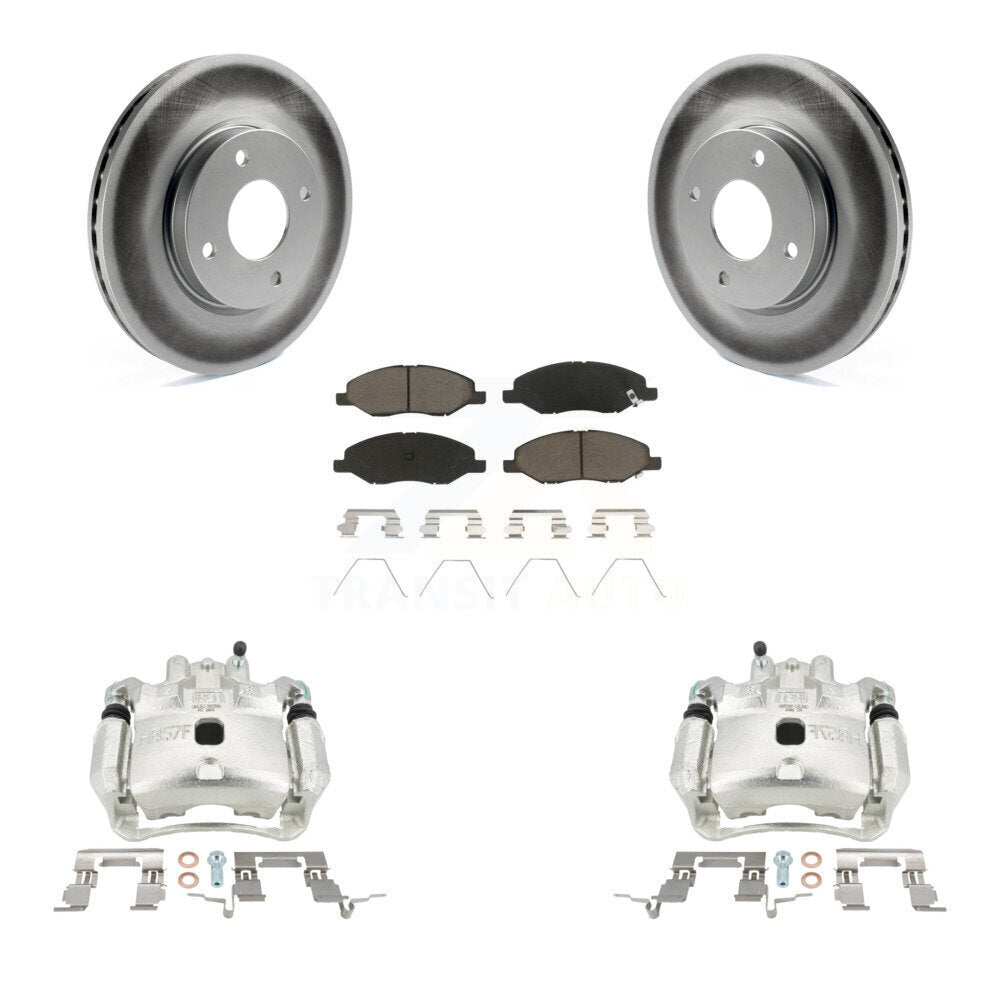 Front Disc Brake Caliper Coat Rotors & Ceramic Pad Kit For 2008 Nissan Versa 4-Wheel ABS KCG-100728C