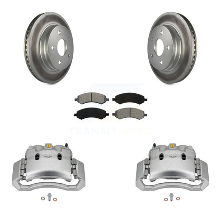 Front Disc Brake Caliper Coated Rotors And Semi-Metallic Pads Kit For Dodge Ram 1500 KCG-100728S