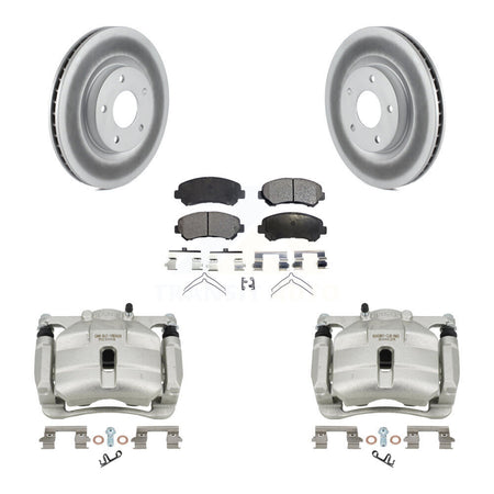 Front Disc Brake Caliper Coated Rotors And Ceramic Pads Kit For Nissan Rogue Select KCG-100728T