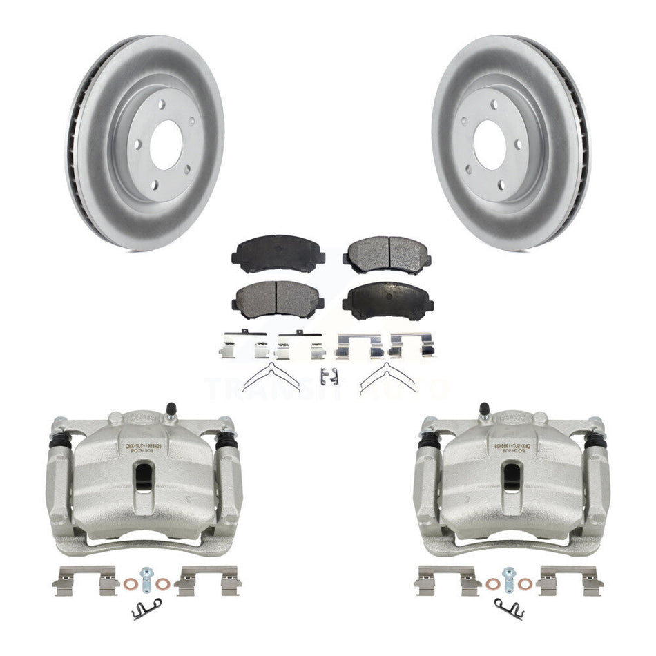 Front Disc Brake Caliper Coated Rotors And Ceramic Pads Kit For Nissan Rogue Select KCG-100728T