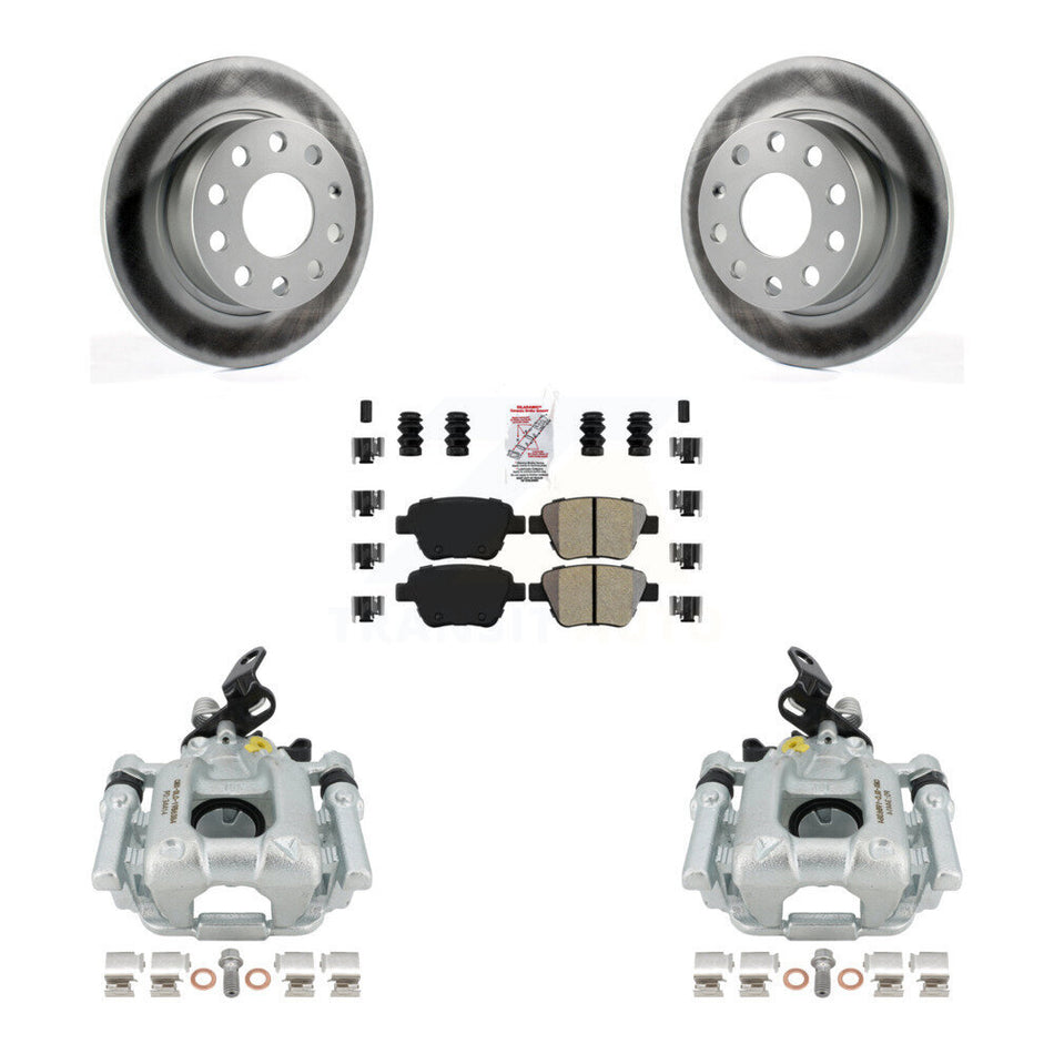 Rear Disc Brake Caliper Coated Rotors And Semi-Metallic Pads Kit For Volkswagen GTI Eos With 253mm Diameter Rotor KCG-100729N