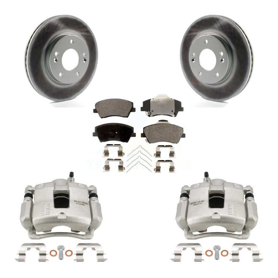 Front Disc Brake Caliper Coated Rotors And Semi-Metallic Pads Kit For Hyundai Elantra KCG-100730P