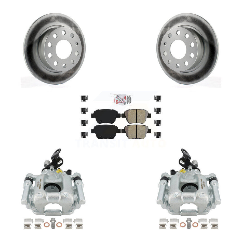 Rear Disc Brake Caliper Coated Rotors And Semi-Metallic Pads Kit For Volkswagen GTI Eos With 253mm Diameter Rotor KCG-100731N