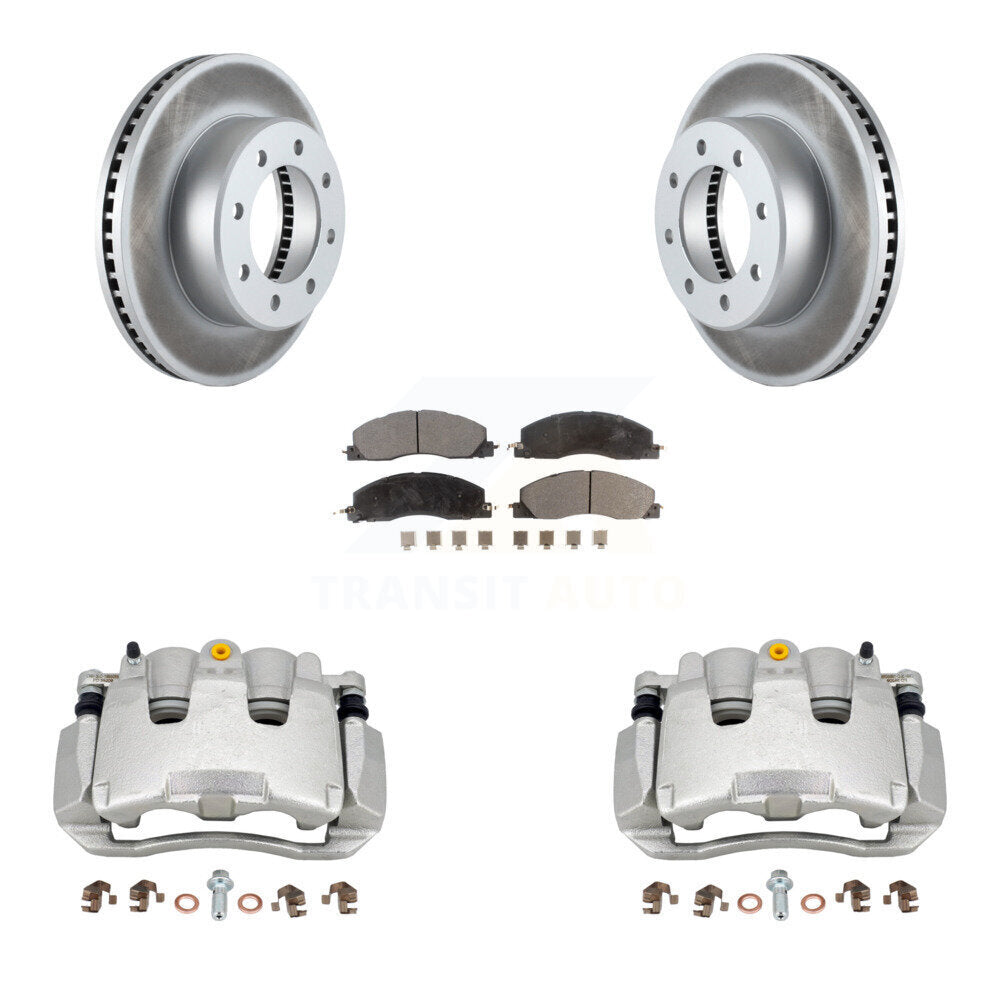 Front Brake Caliper Coat Rotor Semi-Metallic Pad Kit For 2012 Ram 1500 With 8 Lug Wheels KCG-100732P