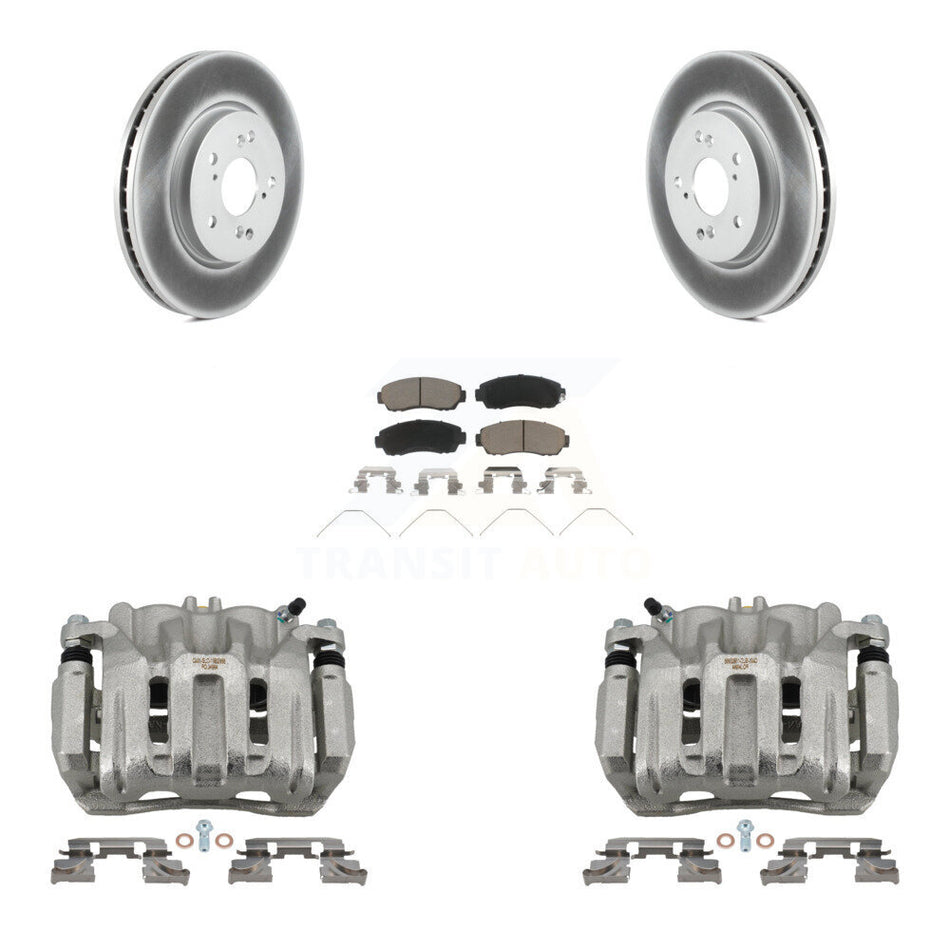 Front Disc Brake Caliper Coat Rotors And Ceramic Pad Kit For Honda CR-V Crosstour Accord KCG-100733C