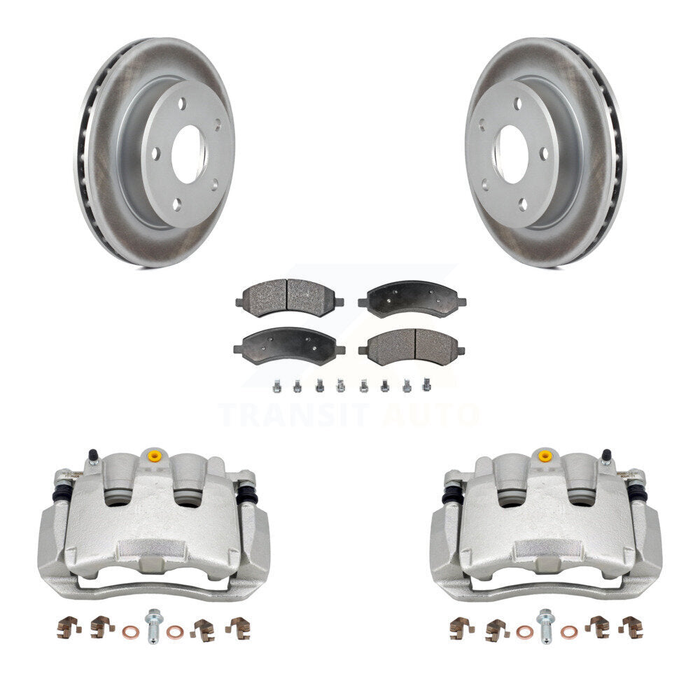 Front Disc Brake Caliper Coated Rotors And Semi-Metallic Pads Kit For Dakota Dodge Ram KCG-100733P