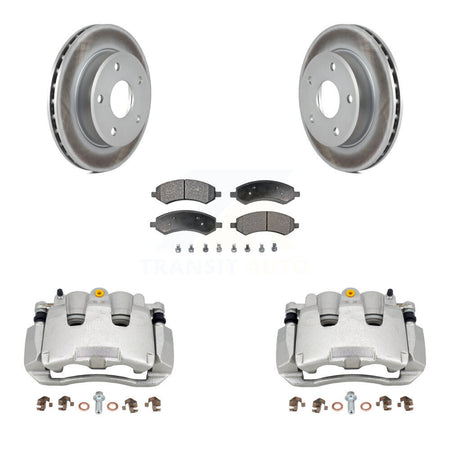 Front Disc Brake Caliper Coated Rotors And Semi-Metallic Pads Kit For Dakota Dodge Ram KCG-100733P