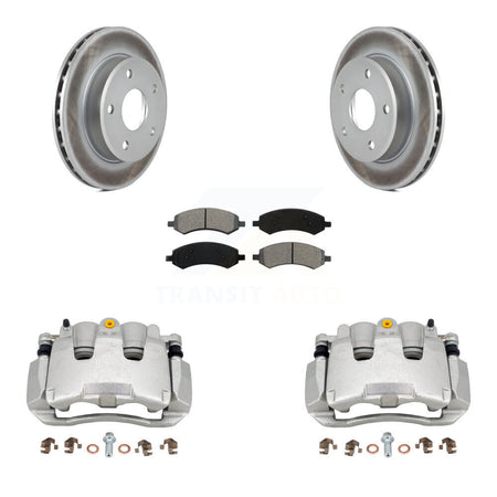 Front Disc Brake Caliper Coated Rotors And Semi-Metallic Pads Kit For Dakota Dodge Ram KCG-100733S