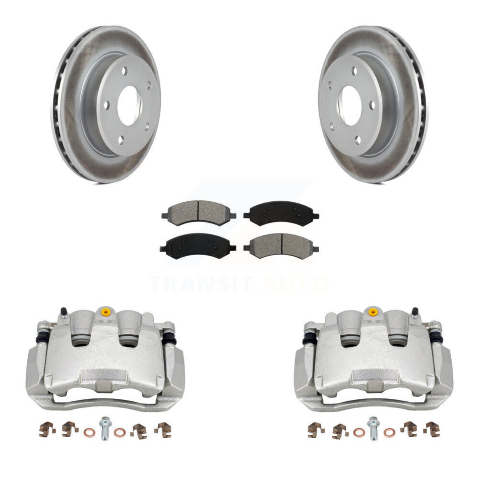 Front Disc Brake Caliper Coated Rotors And Semi-Metallic Pads Kit For Dakota Dodge Ram KCG-100733S