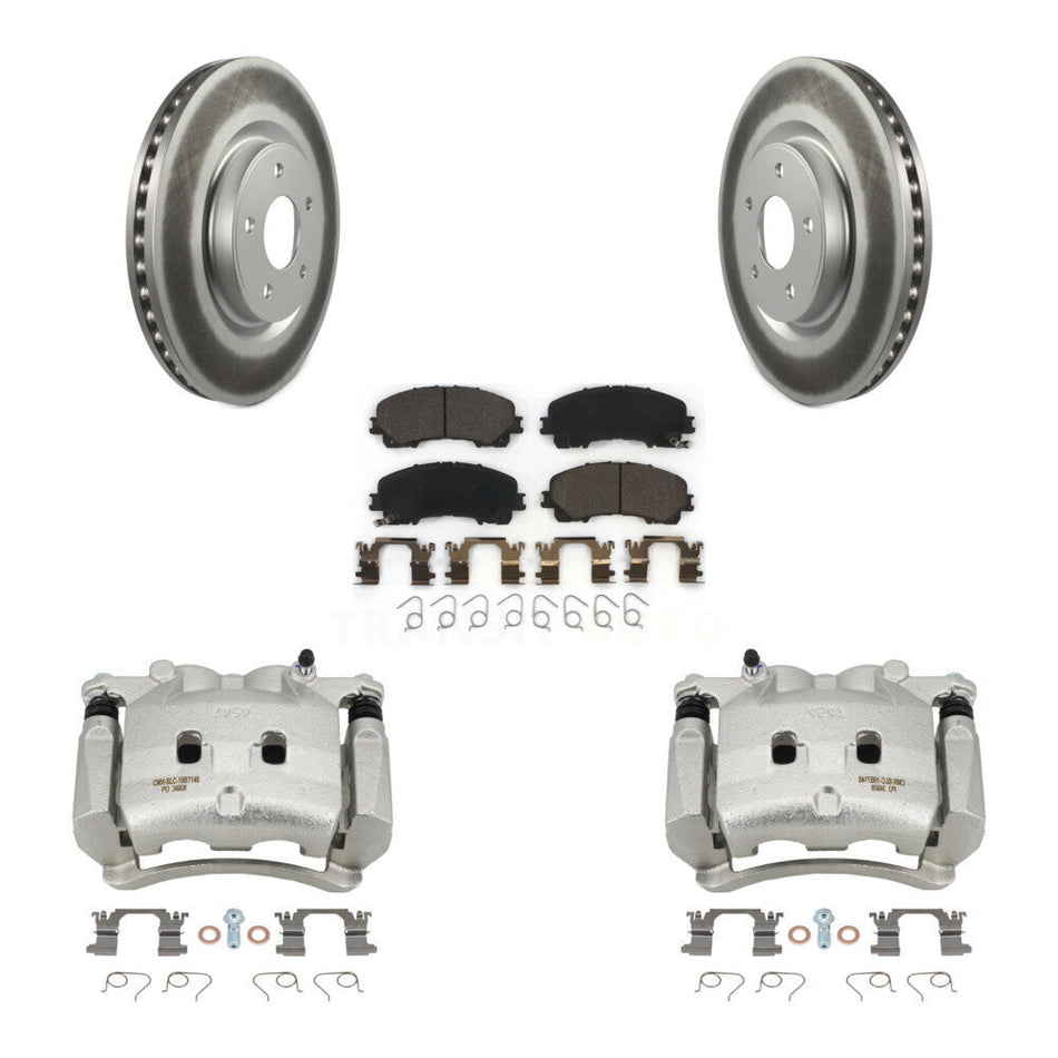 Front Disc Brake Caliper Coated Rotors And Ceramic Pads Kit For Nissan Rogue KCG-100733T