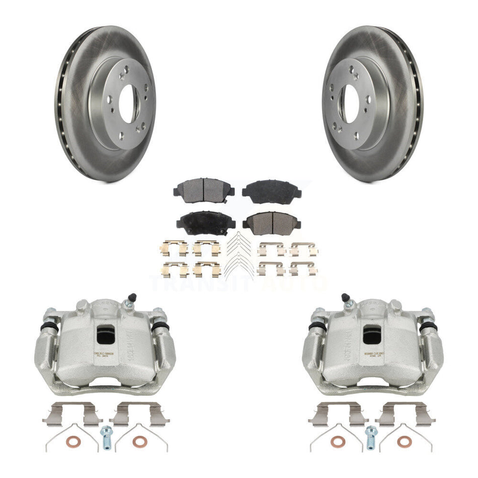 Front Disc Brake Caliper Coated Rotor And Semi-Metallic Pad Kit For 2011-2015 Honda CR-Z KCG-100734P