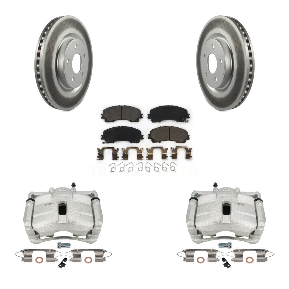 Front Brake Caliper Coat Rotor And Ceramic Pad Kit For Nissan Rogue With 3rd Row Seating KCG-100734T