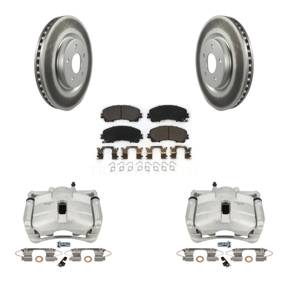 Front Brake Caliper Coat Rotor And Ceramic Pad Kit For Nissan Rogue With 3rd Row Seating KCG-100734T