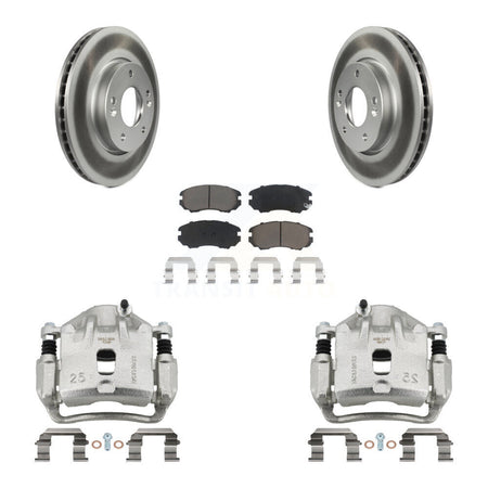 Front Disc Brake Caliper Coated Rotors And Ceramic Pads Kit For 2010-2011 Kia Soul 2.0L KCG-100735C