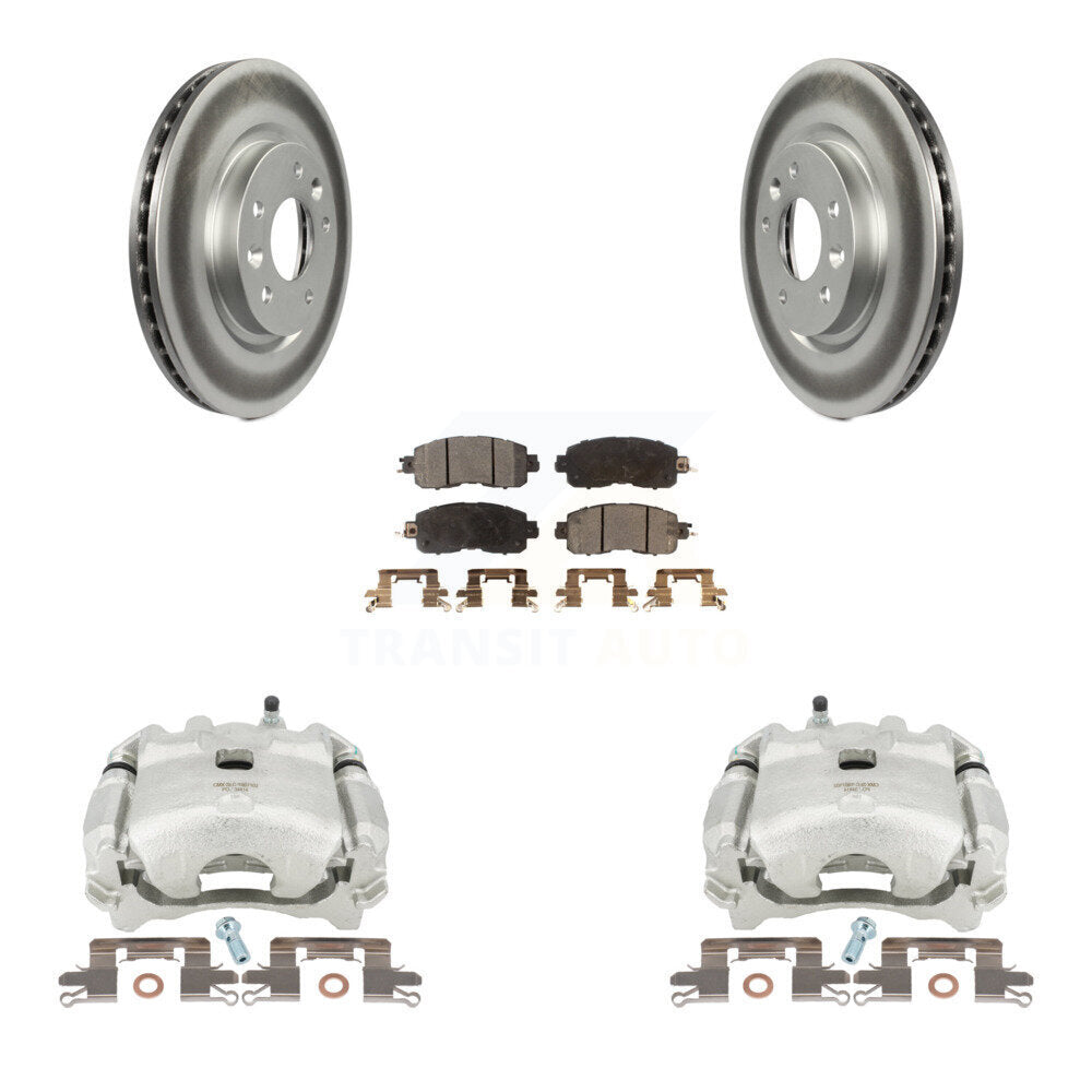 Front Disc Brake Caliper Coated Rotors And Ceramic Pads Kit For Nissan LEAF KCG-100735T