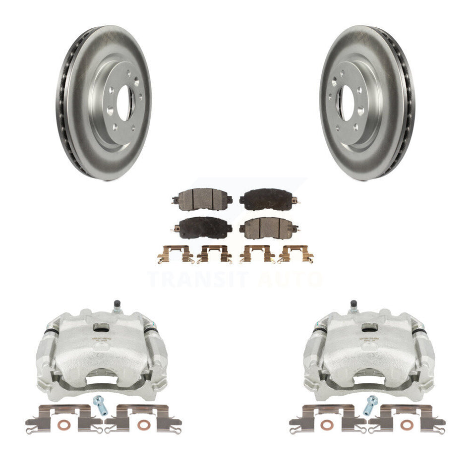 Front Disc Brake Caliper Coated Rotors And Ceramic Pads Kit For Nissan LEAF KCG-100735T