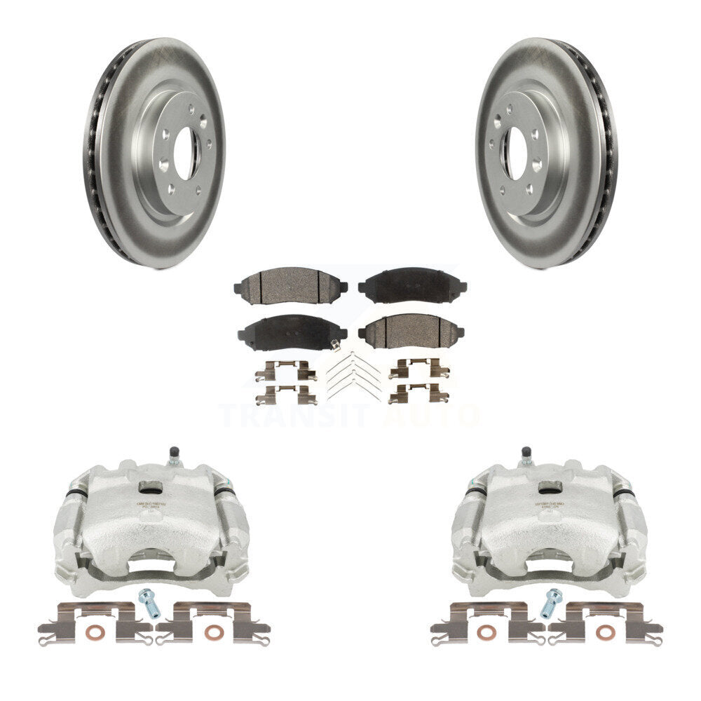 Front Disc Brake Caliper Coated Rotors And Ceramic Pads Kit For Nissan LEAF KCG-100736T