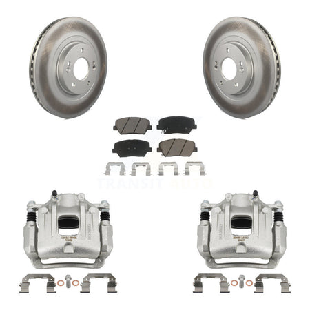 Front Brake Caliper Coat Rotors & Ceramic Pad Kit For Hyundai Santa Fe Sport Kia Sorento KCG-100737C