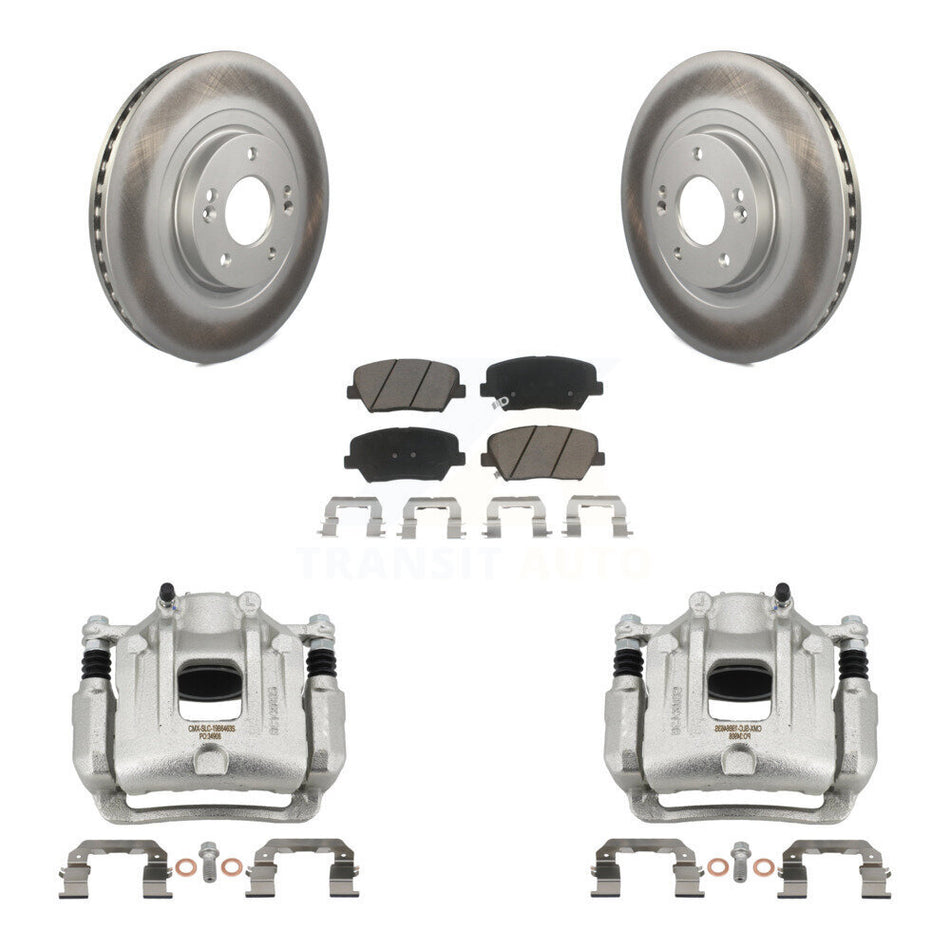 Front Brake Caliper Coat Rotors & Ceramic Pad Kit For Hyundai Santa Fe Sport Kia Sorento KCG-100737C