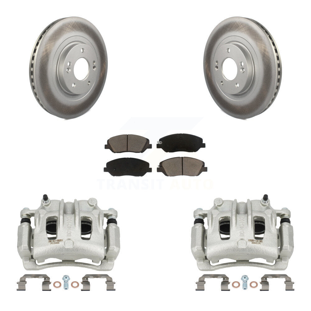 Front Disc Brake Caliper Coated Rotors And Ceramic Pads Kit For Hyundai Santa Fe XL KCG-100738C