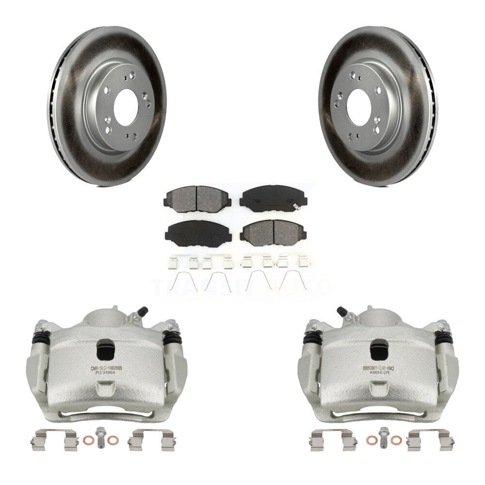 Front Disc Brake Caliper Coated Rotors And Semi-Metallic Pad Kit For 2013 Acura ILX 2.0L KCG-100738S