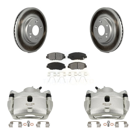 Front Disc Brake Caliper Coated Rotors And Semi-Metallic Pad Kit For 2013 Acura ILX 2.0L KCG-100738S