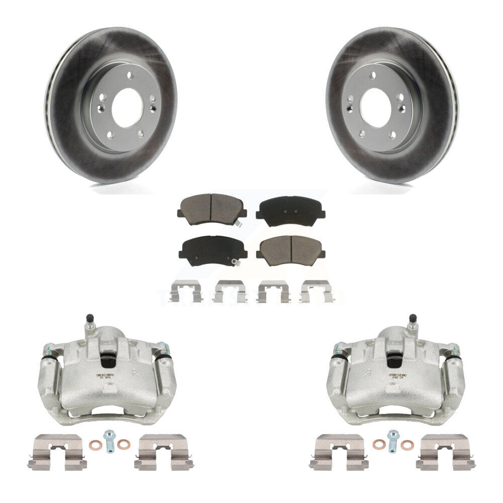 Front Disc Brake Caliper Coated Rotors And Ceramic Pads Kit For 2012 Hyundai Veloster KCG-100741C