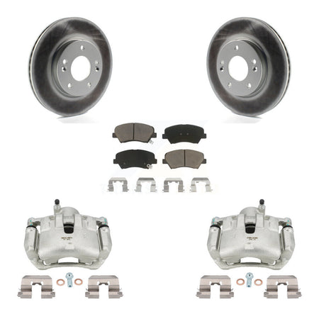 Front Disc Brake Caliper Coated Rotors And Ceramic Pads Kit For 2012 Hyundai Veloster KCG-100741C