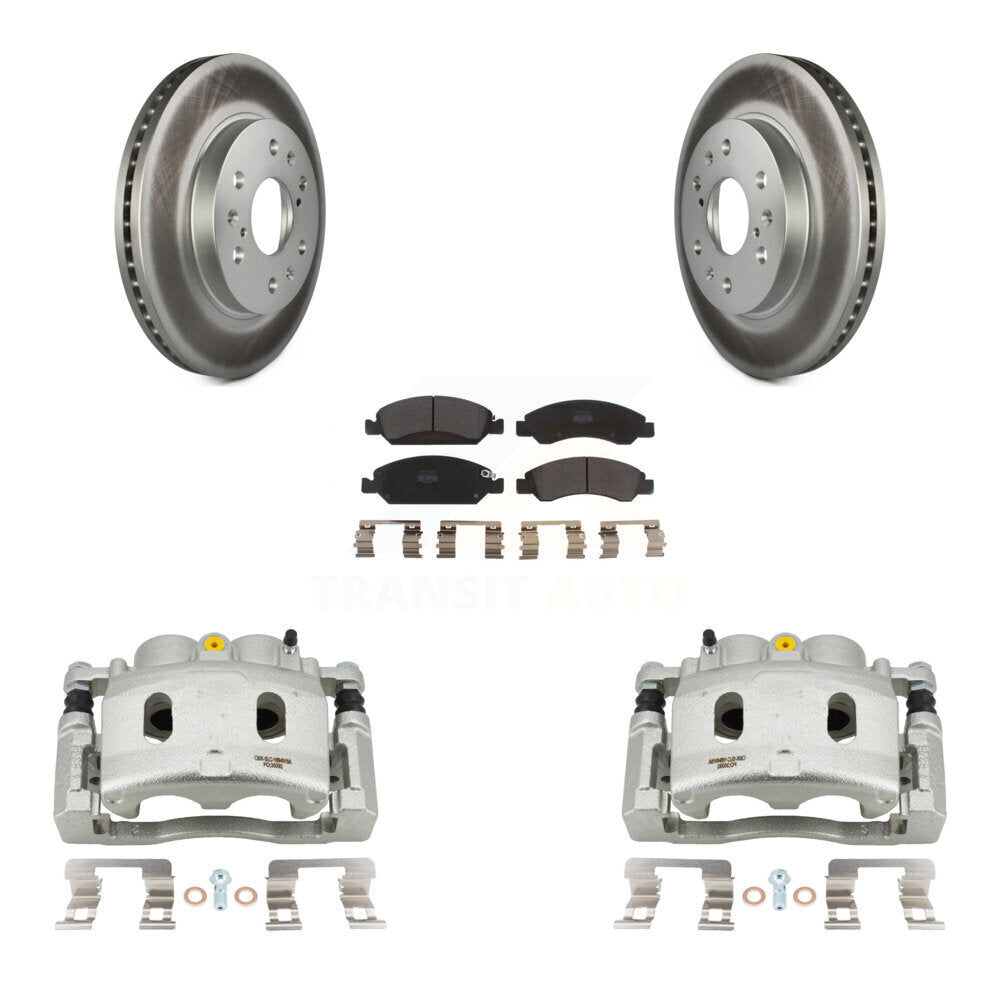 Front Brake Caliper Coat Rotors Semi-Metallic Pad Kit For Cadillac XTS With 6 Lug Wheels KCG-100741P