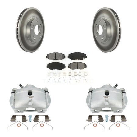 Front Disc Brake Caliper Coated Rotor And Semi-Metallic Pad Kit For 2002-2004 Honda CR-V KCG-100741S