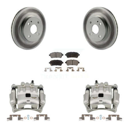 Front Disc Brake Caliper Coated Rotors And Ceramic Pads Kit For 2011-2014 Mazda 2 KCG-100741T