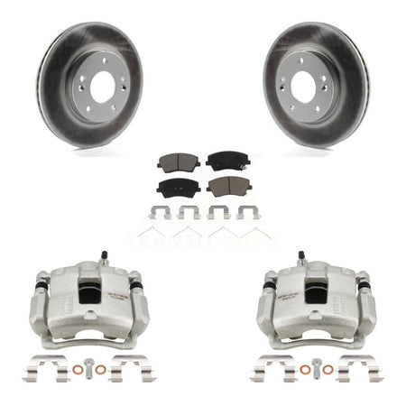 Front Disc Brake Caliper Coated Rotors And Ceramic Pads Kit For Hyundai Elantra KCG-100742C