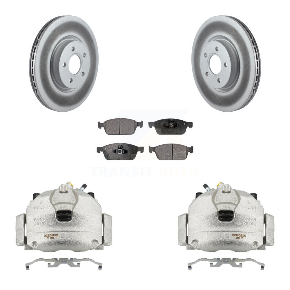Front Brake Caliper Coat Rotor Semi-Metallic Pad Kit For Ford Escape Transit Connect MKC KCG-100742P