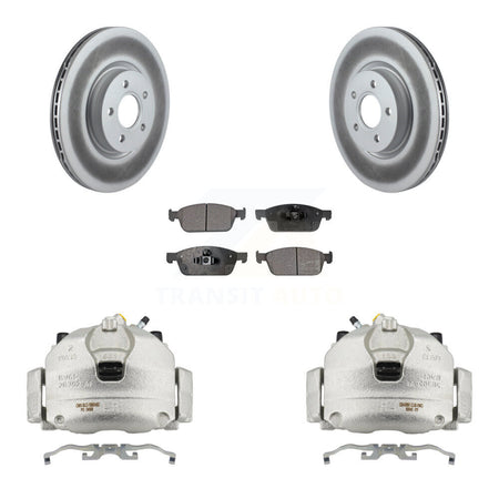 Front Brake Caliper Coat Rotor Semi-Metallic Pad Kit For Ford Escape Transit Connect MKC KCG-100742P