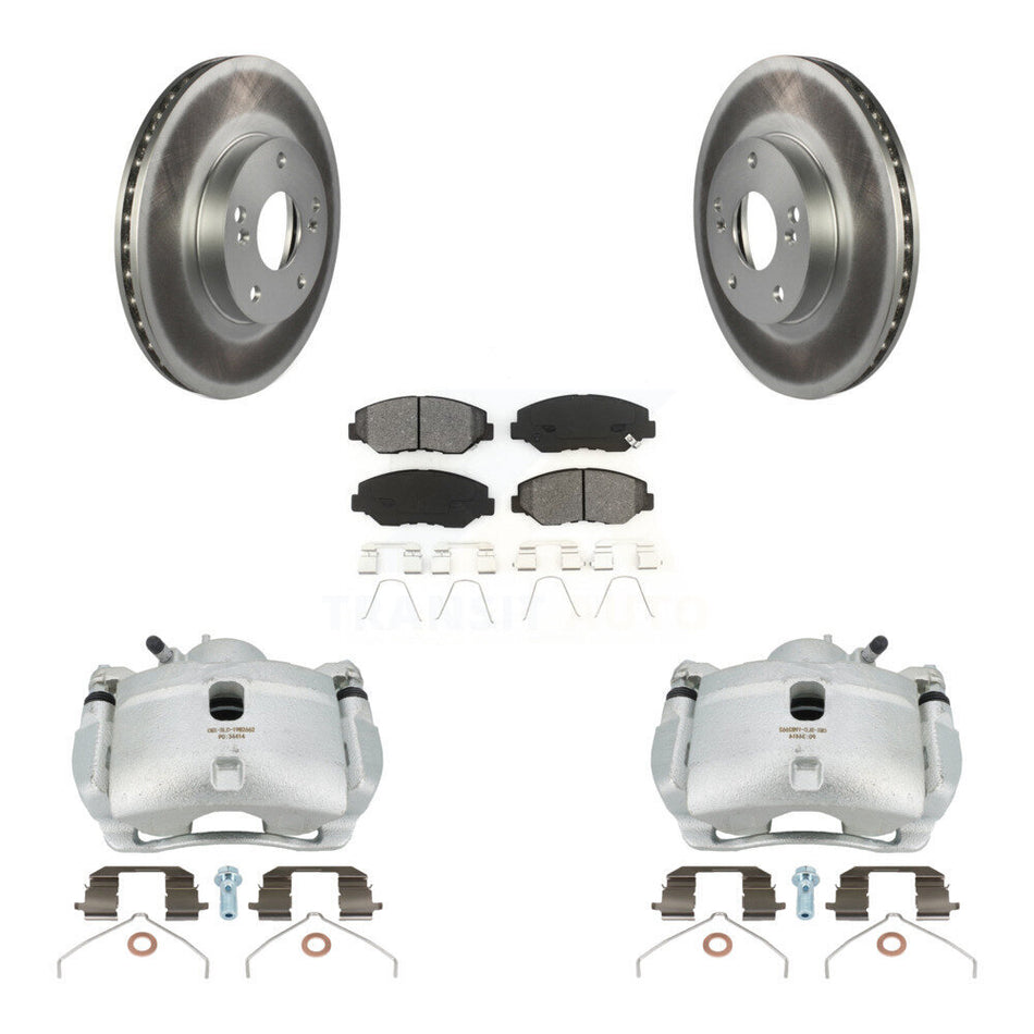 Front Disc Brake Caliper Coat Rotors & Semi-Metallic Pad Kit For 2003-2011 Honda Element KCG-100742S