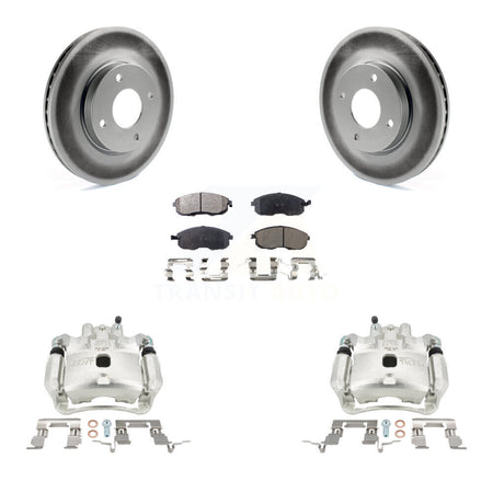 Front Disc Brake Caliper Coated Rotors And Ceramic Pads Kit For Nissan Versa Cube KCG-100742T