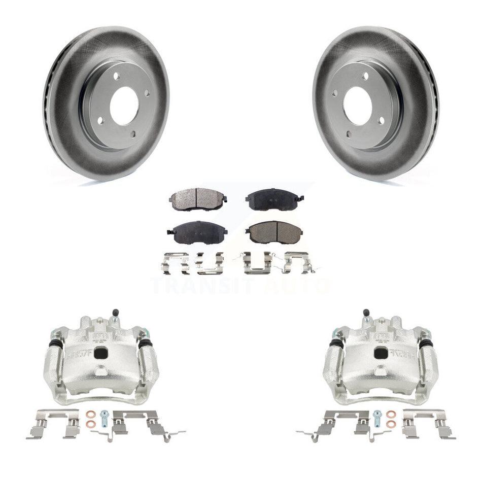 Front Disc Brake Caliper Coated Rotors And Ceramic Pads Kit For Nissan Versa Cube KCG-100742T