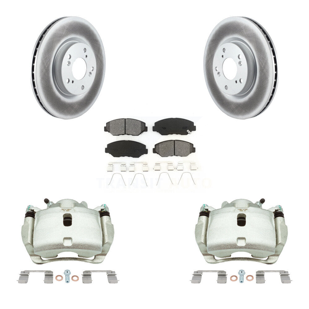 Front Disc Brake Caliper Coated Rotor And Semi-Metallic Pad Kit For 2005-2006 Honda CR-V KCG-100743S