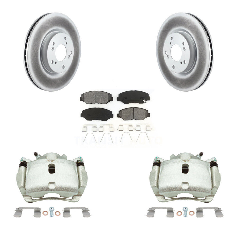 Front Disc Brake Caliper Coated Rotor And Semi-Metallic Pad Kit For 2005-2006 Honda CR-V KCG-100743S