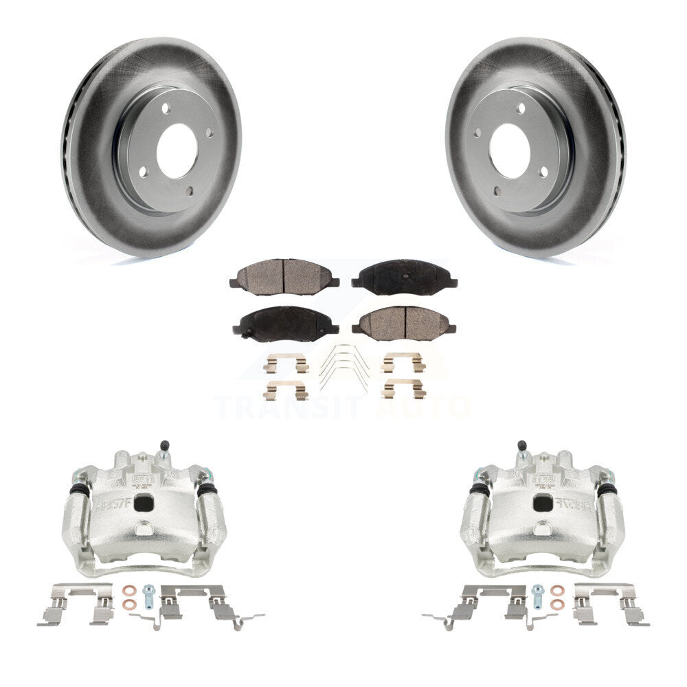 Front Disc Brake Caliper Coat Rotors & Ceramic Pad Kit For 2008 Nissan Versa 4-Wheel ABS KCG-100743T