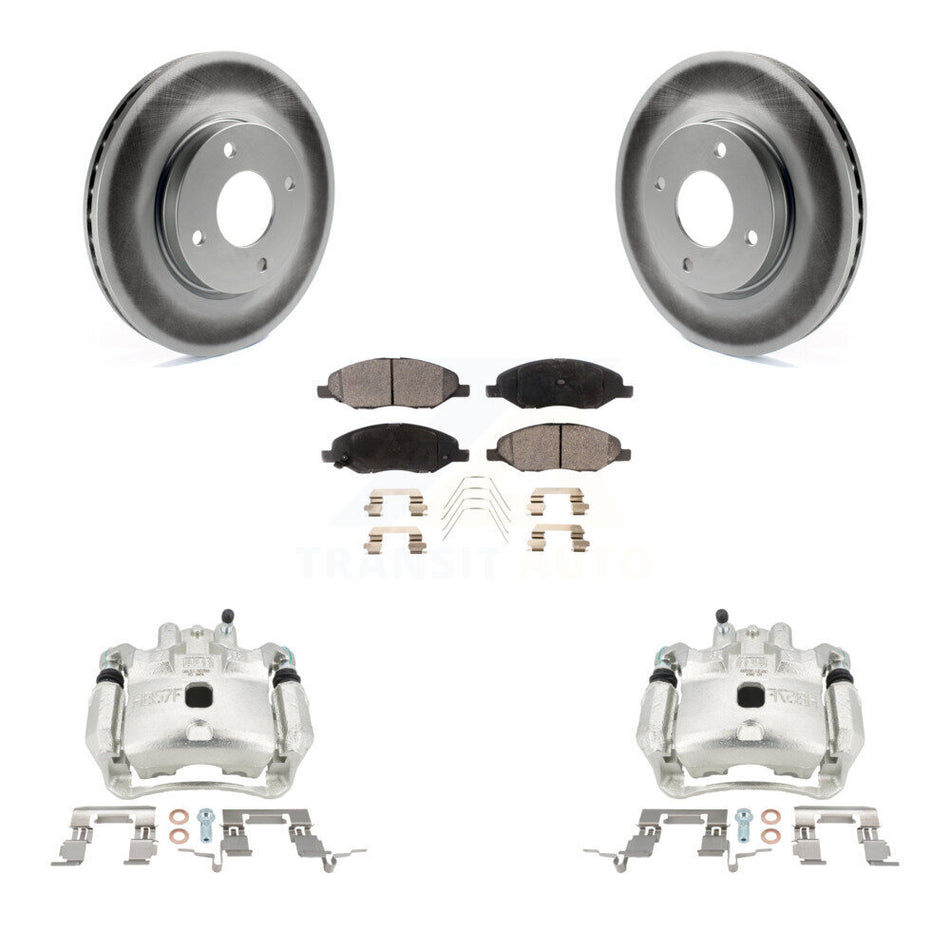 Front Disc Brake Caliper Coat Rotors & Ceramic Pad Kit For 2008 Nissan Versa 4-Wheel ABS KCG-100743T